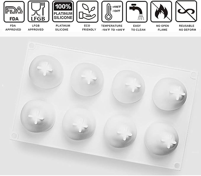 OCPO KITCHEN 3D Pear Silicone Mold for Baking Mousse Cake French Dessert Pastry Chocolate Pudding Cupcake, Non-Stick and Easy Release, Pear Shaped (8-Cavity)