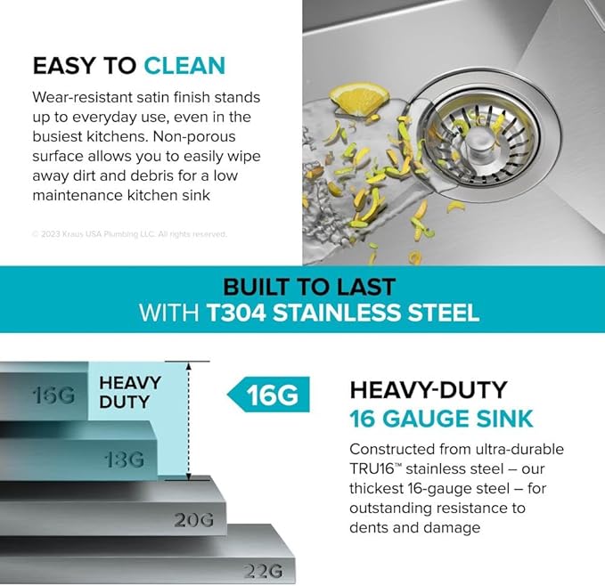 Kraus Kore 30-Inch Rounded Farmhouse Workstation with In Sink Dish Drying Rack, Stainless Steel Kitchen Sink, KWF210-30