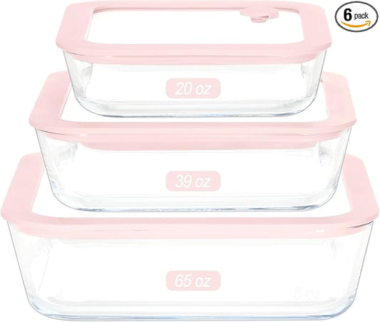 Urban Green Glass Food Container Set with Silicone Glass Lid, 3 Pack, Square Shape, Airtight, LeakProof, 100% Plastic Free, Meal Prep Food Storage Containers