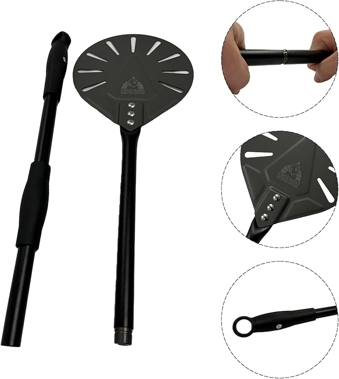 Turning Perforated Pizza Peel - 7" Diameter - 35" Overall Length - Premium Pizza Peel, Pizza Steel, 12 Inch for Professional and Home Use