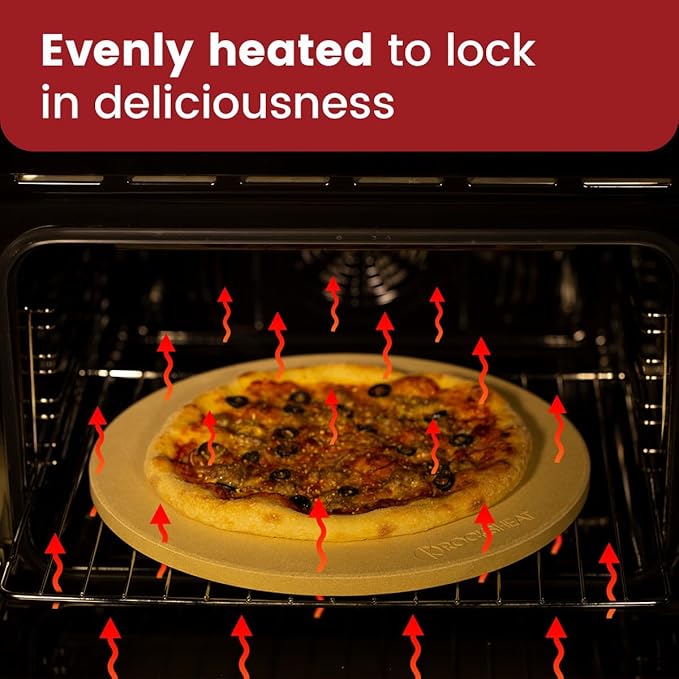 K ROCKSHEAT Pizza Stone for Oven and Grill 14.2 Inch Round, Cordierite Bread baking stone, 14.2" Cooking Stone for Grill