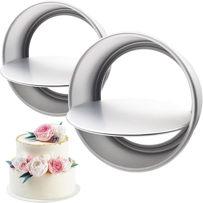 Aluminum Round Cake Pans, 2pcs Nonstick Baking Pan with Removable Bottom 8/10 Inches Cheese Cake Mold Straight Edge for Wedding Birthday Anniversary or Party Event