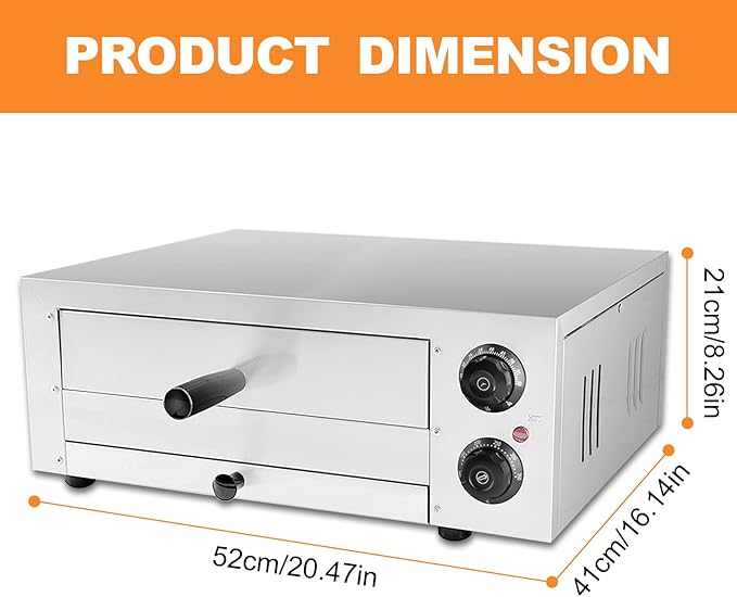 14" Electric Pizza Oven,Stainless Steel Countertop Pizza Oven with temperature and Timer for Kitchen Commercial Use
