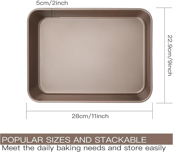 Baking Sheet Pans Brownie Pans,3 Pack Baking Pan Nonstick Cookie Sheet Brownie Cake Pan, Deep Dish, Easy Clean, Rust-Resistant, Multi-Purpose Cookie & Brownie Pan Set (11 x 9 x 2")