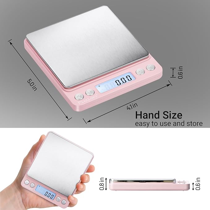 Fuzion Digital Scale .01 Gram Accuracy, 500g Mini Food Scales for Small Jewelry, Gold, Herb, Spice - Weight Gram and Oz