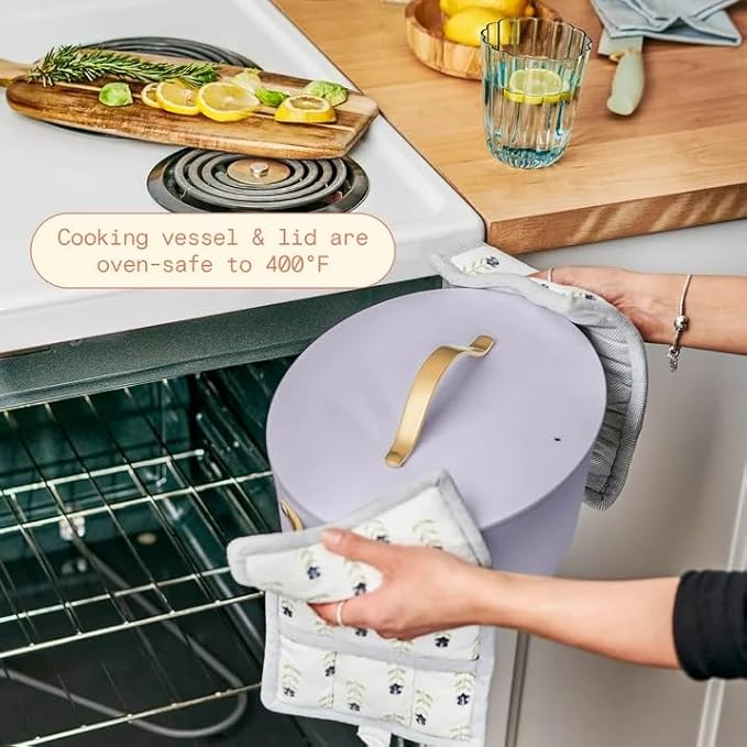 Beautiful™ 10-in-1 Electric Multi-Cooker, 6 Quart – Lavander, by Drew Barrymore, Slow Cook, Sauté, Steam, Rice, Pressure Cook, Sear, Warm & More, Programmable Digital Display, Dishwasher-Safe Pot