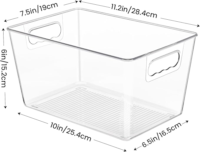 YIHONG Clear Pantry Storage Organizer Bins, 10 Pack Plastic Food Storage Bins with Handle for Kitchen,Refrigerator, Freezer,Cabinet Organization and Storage