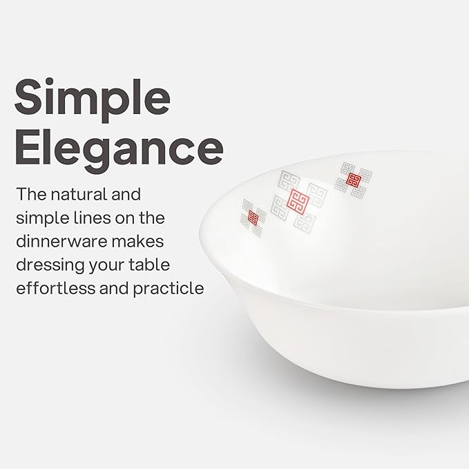 Cello Regal Dinnerware Set of 18 pieces, Service for 6, Chip & Scratch Resistant, Lightweight Round Plates and Bowls Set, Microwave & Dishwasher safe, Opalware Dinner Set, Block Buster