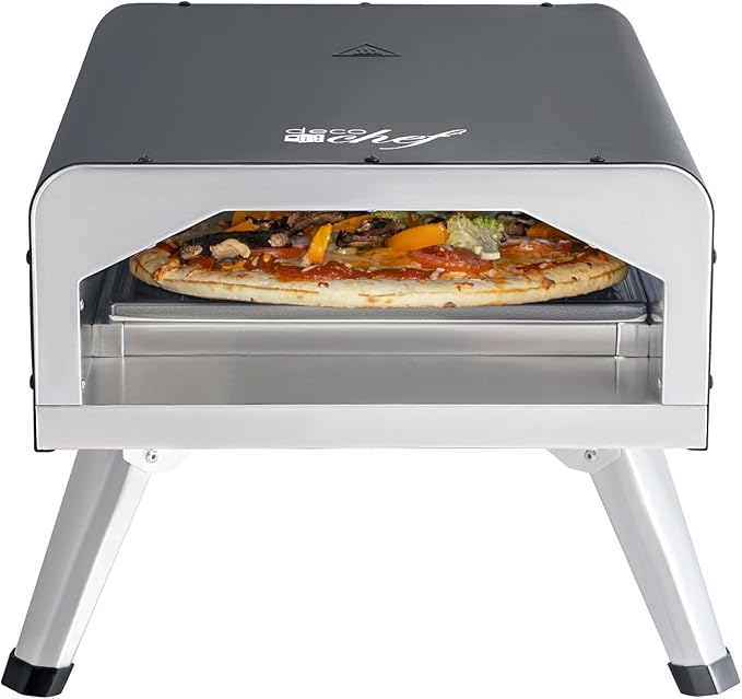 Deco Chef Electric Pizza Oven, 12-Inch Ceramic Stone and Grill, 1800W, Bakes up to 750 Degrees for Countertop Artisan Style Pizza, 13" Double Wall Stainless Steel, Indoor & Portable Outdoor Pizza Oven
