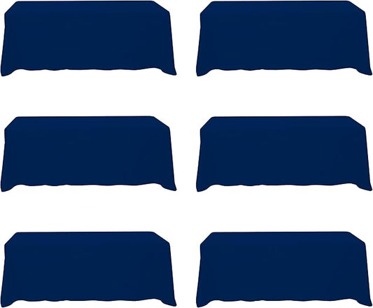 BRILLMAX 6 Pack Navy Blue Tablecloths for 8 Foot Rectangle Tables 90 x 156 Inch - 8ft Rectangular Bulk Linen Polyester Fabric Washable Cloth Cover for Wedding Reception Banquet Birthday Party