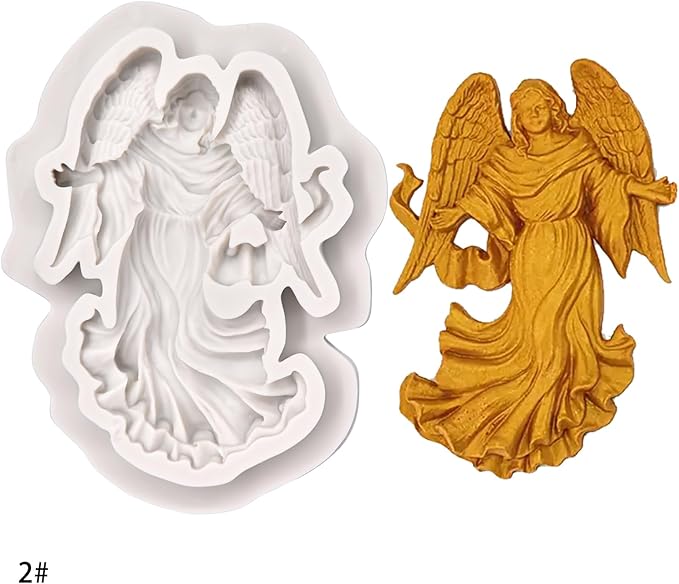 (Four-piece set) Virgin Mary, angels, mushroom cottage, flower cottage, DIY silicone mold, cake chocolate mold wedding cake decoration tool marshmallow cake
