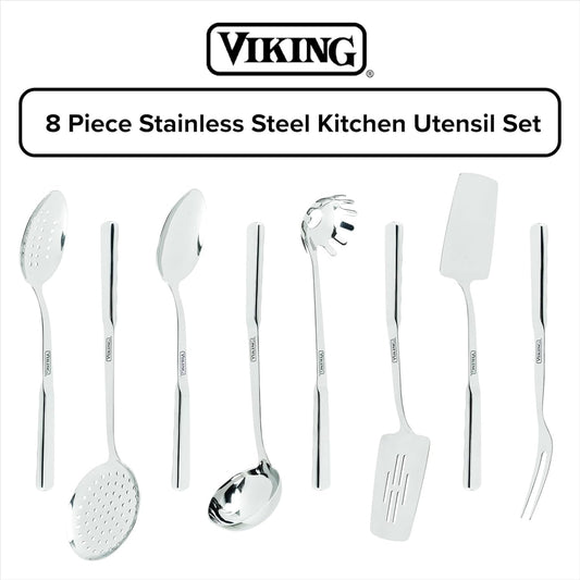 Viking 4-Piece Premium Cookware Bundle – 10” Nonstick Frying Pan, 2.4 Qt Sauce Pan with Lid, 8 Qt Stock Pot, 6 Stainless Steel Kitchen Utensils – Oven & Dishwasher Safe, Induction Ready