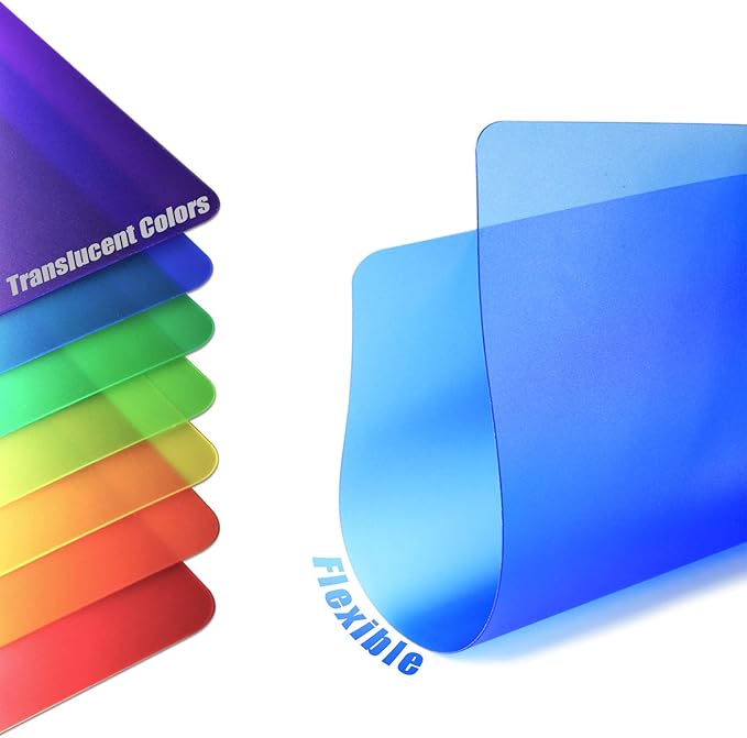 Fotouzy Plastic Cutting Boards for Kitchen, Flexible Cutting Mats Set of 7, BPA-Free, Non-Porous, Dishwasher Safe, 15x12 In, 7 Translucent Colors