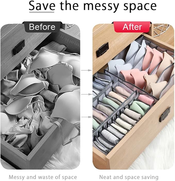 HSLFUAI 10 Pack Wardrobe Clothes Organizer for Bra, Underwear, Sock, Tie Transparent Mesh Drawer Clothes Storage, Women Underwear Storage Compartment Box