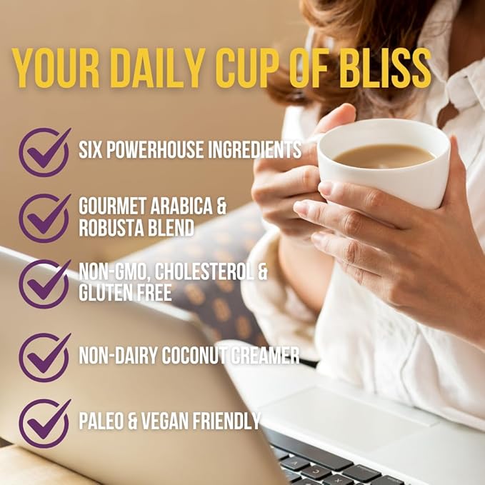 Grateful Earth Mushroom Coffee, Coconut Instant Coffee with Cinnamon, Turmeric, Lion’s Mane Mushrooms, L-Theanine, Chaga, Super Brain Blend, Energy & Immune Support, Dairy & Gluten Free, 2 Bags, 40 Ct