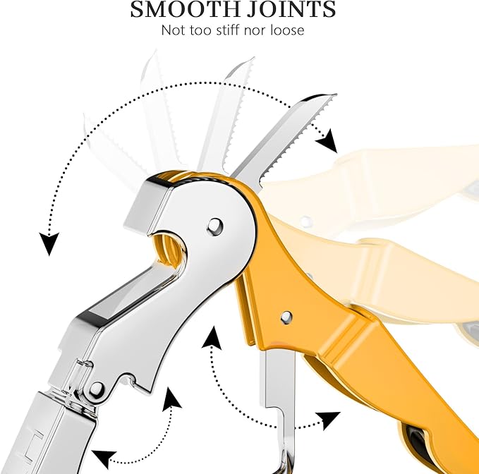 HYZ 2-Pack Wine Opener Waiter Corkscrew, Professional Wine Key for Servers, Bartender with Foil Cutter, Manual Wine Bottle Opener Double Hinged (Yellow)