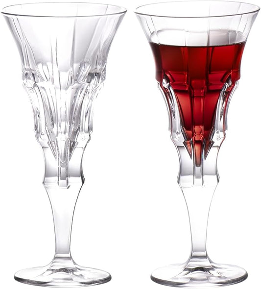 KAMMAK Wine Glasses Set of 2, 7.2 oz Hand Blown Crystal Bordeaux Wine Glasses, Thin Rim & Long Stem, Perfect for Red & White, Daily Use, Wedding Anniversary or Birthday Gift with Gift Box, Layered