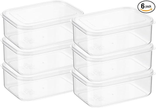 Lustroware Micro Clear Transparent Food Storage Containers with Lids – Large Capacity BPA-Free, Shatterproof, Dishwasher & Microwave Safe, 2.3 qt Refrigerator Organizer Bins, Made in Japan, Set of 6