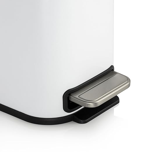RED FACTOR Slim Small 1.3 Gallon Stainless Steel Pedal Trash Can with Soft Close Lid for Narrow Spaces – Wastebasket Bin with Removable Inner Bucket