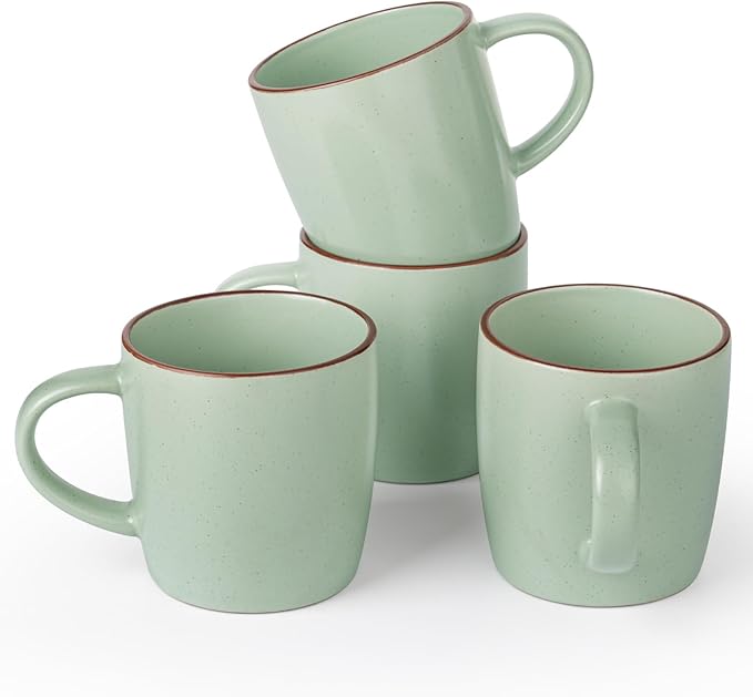 famiware Mercury Coffee Mugs 13 oz, Coffee Mugs Set of 4 with Handle, Cups for Latte, Hot Tea, Cappuccino, Mocha, Cocoa, Light Green