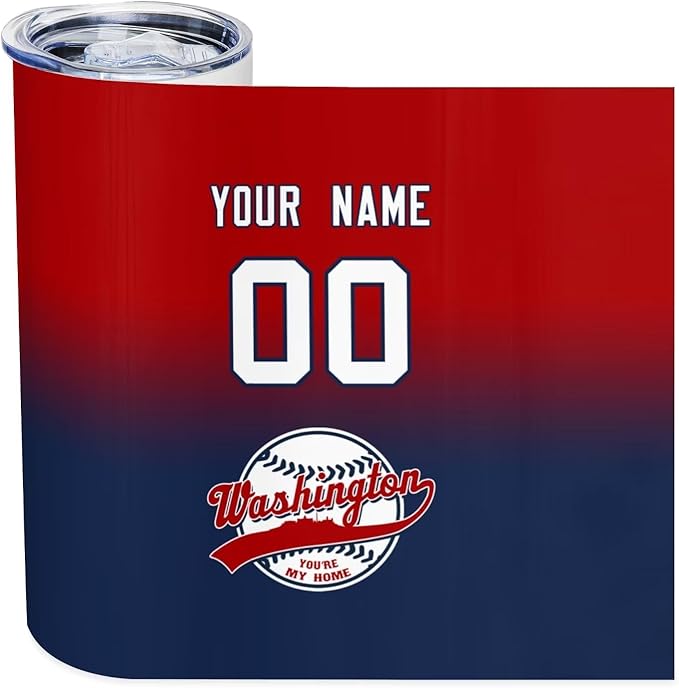 Custom Tumbler Stainless Steel Cup Personalized Baseball Vacuum Insulation Travel Mug Add Your Name Number Fans Gift for Baseball Fans