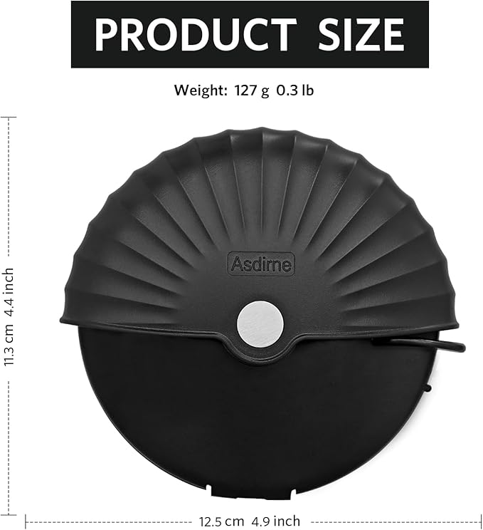 Pizza Cutter Wheel with Protective Blade Cover, Detachable and Dishwasher Safe, Black
