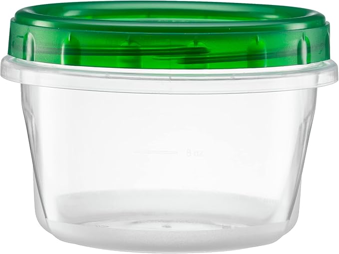 (16 Ounce 20 Pack) Twist cap Containers Clear Bottom With Green Top Screw on Lids Twist Top Food Storage Freezer Containers