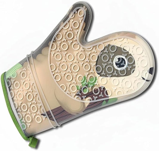 Sloth Oven Mitt Silicone Heat Resistant Glove - Chillin' Charlie Funny Animal Kitchen Accessories for Baking, Cooking & Gifts - Cute Sloth Kitchen Gadget with Fabric Lining
