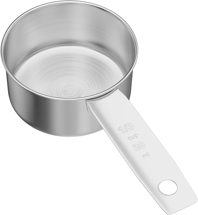 1PCS 1/3Cup(80ml) Stainless Steel Measuring Cup, Single Metal Scoop for Wet and Dry Ingredients, Great Kitchen Gadgets for Cooking