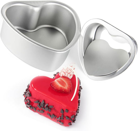 Heart Shaped Cake Pans 4 Inch and 6 Inch Set of 2 Aluminum Heart Cake Pans with Removable Bottoms for Baking Romantic Desserts