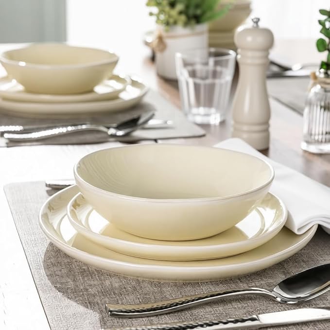 AmorArc Ceramic Dinnerware Sets,Handmade Reactive Glaze Plates and Bowls Sets,Highly Chip and Crack Resistant | Dishwasher & Microwave Safe Dishes Set, Service for 6 (18pc)