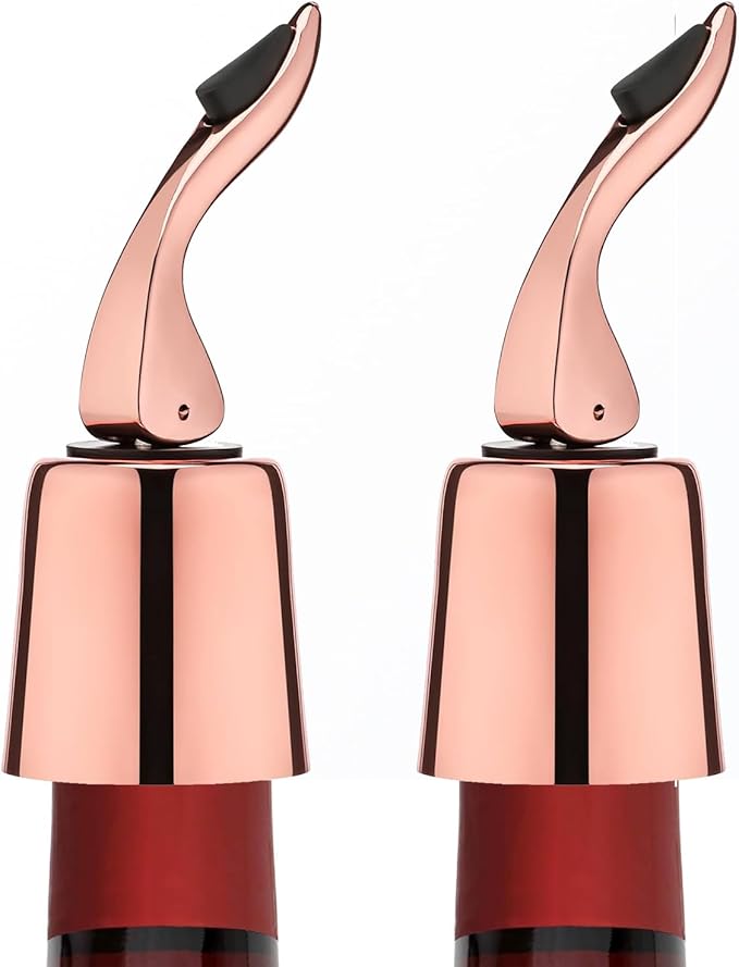 Stainless Steel Wine Bottle Stoppers with Silicone - Reusable Wine Freshness Keep,Wine Bottle Sealer Stopper, Ideal Wine Saver Accessory Gift (RoseGold2 Pack)