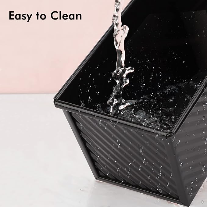 Beasea Pullman Loaf Pan with Lid, 2 Pack 1 lb Non-Stick Black Bread Loaf Pans for Homemade Bread Carbon Steel Toast Box with Cover for Bakeware Toast Oven Baking