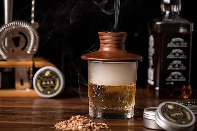 Whiskey Smoker Kit with Torch - 12 Flavors Wood Chips - Cocktail Smoker Infuser Kit, Old Fashioned Drink Smoker Kit, Birthday Bourbon Whiskey Gifts for Men,Dad(NO Butane)