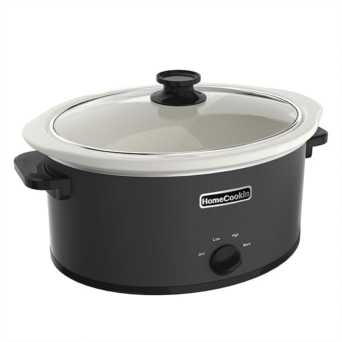 HOMECOOKIN 6 Quart Slow Cooker Oval Manual Pot Food Warmer with 3 Cooking Settings, Black