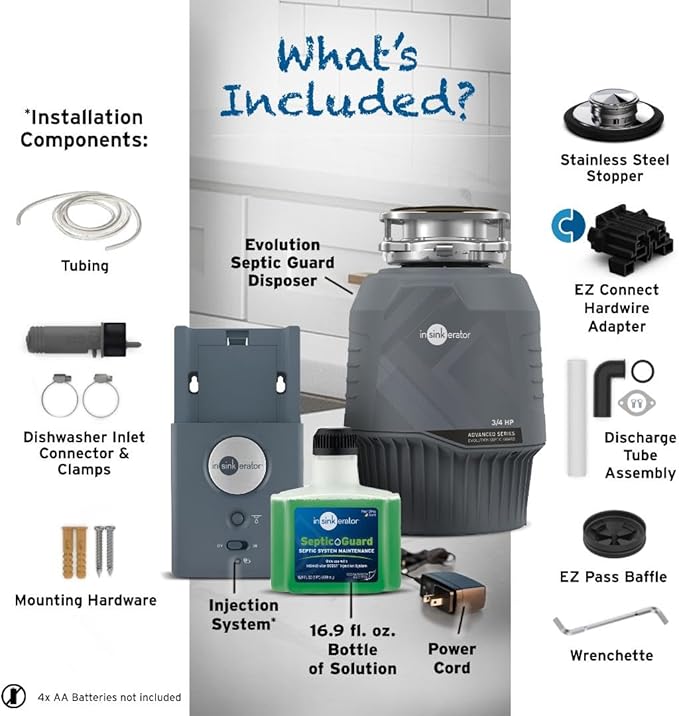 InSinkErator Evolution Septic Guard 3/4 HP Garbage Disposal, Advanced Series EZ Connect Continuous Feed Food Waste Disposer BOOST System with Septic Guard