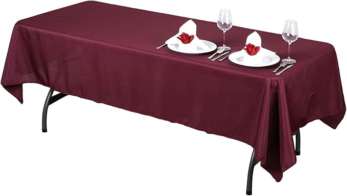 LinenTablecloth 60 x 102-Inch Rectangular Polyester Tablecloth Burgundy