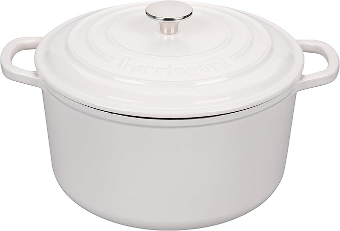 Enameled Cast Iron Dutch Oven Pot with Lid, for Sourdough Bread Baking, Round Dutch Ovens, 4.5 Quart, White