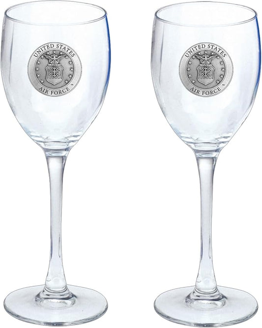 Heritage Pewter Air Force Glass Water Goblets – Set of 2 | 12 OZ Goblet Glasses | Expertly Crafted Pewter Glass