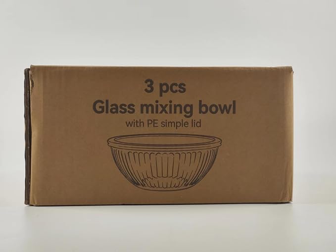 Luvan Glass Mixing Bowls with Lids Set(3.7QT, 2.1QT, 1.1QT),3PC Glass Nesting Bowl, Large Salad Bowls Sets with lids,Clear Cooking Bowl for Kitchen Prep,Food Storage,Baking,Microwave and Oven Safe