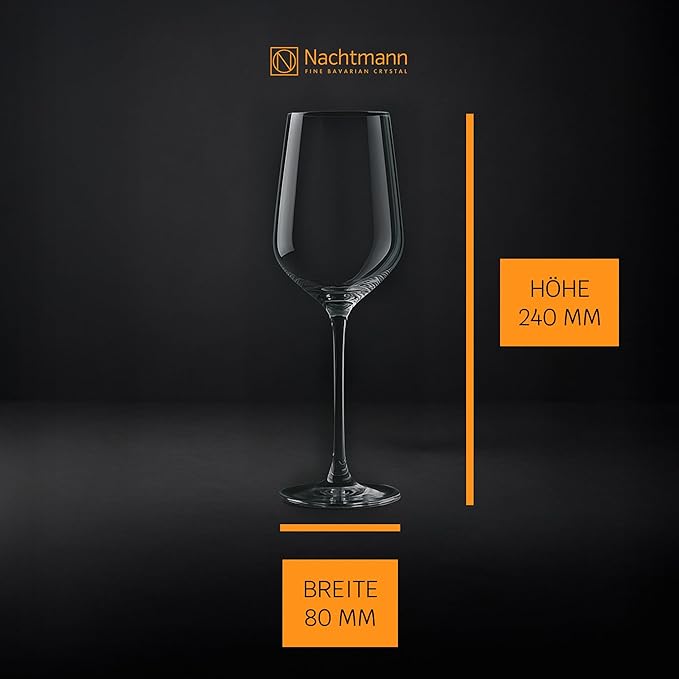 Nachtmann ViNOVA White Wine Glass (Set of 4) - 12.8 oz Crystal Stemmed Glasses, Tulip-Shaped Design for Enhanced Aromas - Everyday Use, Dishwasher Safe - Elegant Crystal Drinkware for White Wines