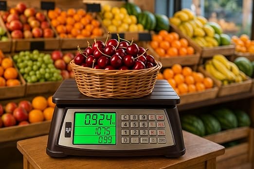 Price Computing Scale, Commercial Food Scale, Counting Function,66lb/30kg,1g, Rechargeable, Waterproof Design, Stainless Steel Keys,Large LCD for Produce, Farmers Market, Grocery, Deli, Meat, Retail