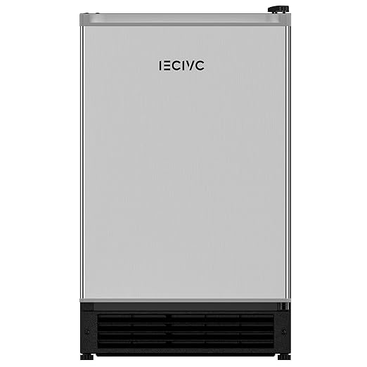 Under Counter Crescent Ice Maker Machine, 15'' W Drainless Built-in Ice Maker, 15 LBS/Day with 12 LBS Storage Bin, Perfect for Commercial Home Bar, No Drain