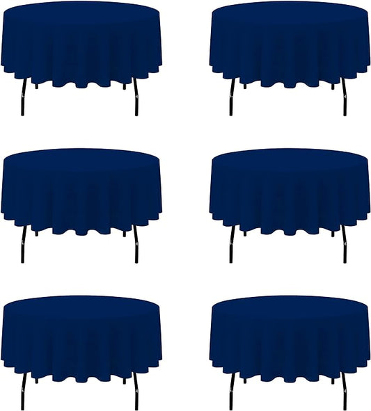 BRILLMAX 6 Pack Navy Blue Round Tablecloths 90 Inch - Circle Bulk Linen Polyester Fabric Washable Table Cloth Cover for Wedding Reception Banquet Birthday Party Buffet Restaurant