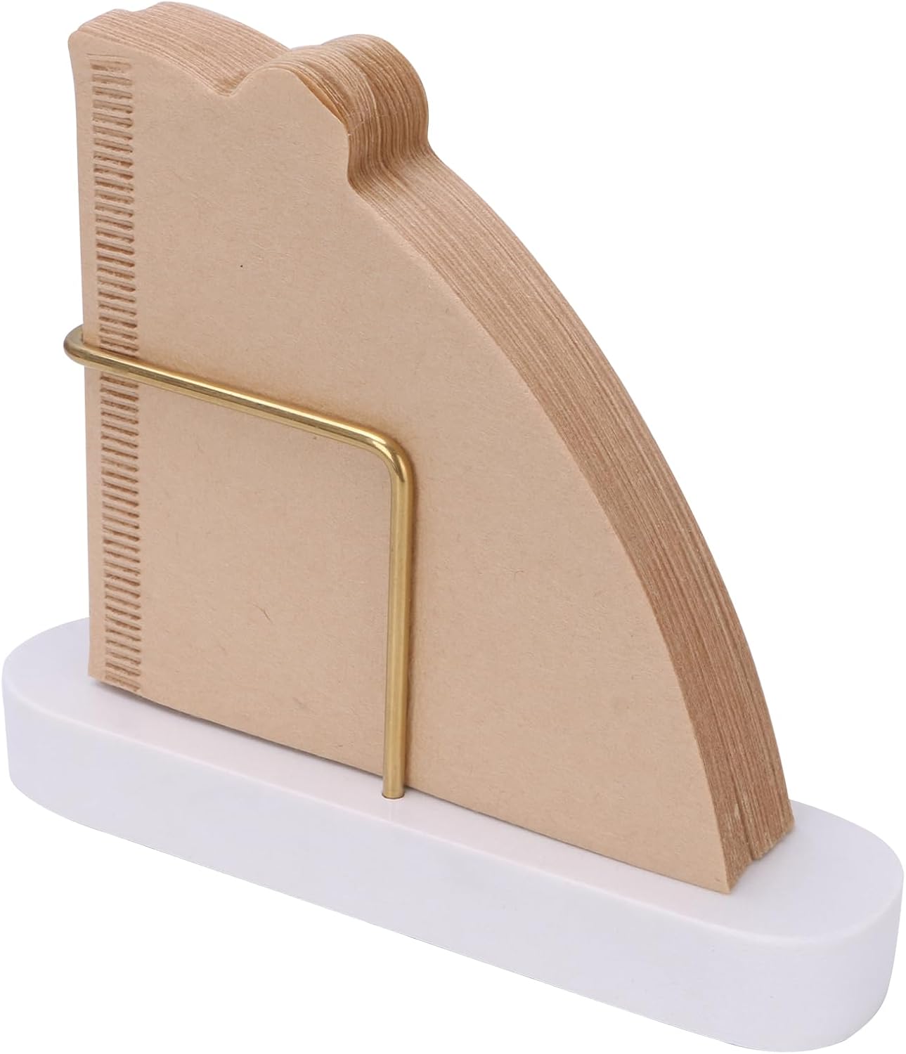 Coffee Filter Holder, Marble & Brass Cone Coffee Filters Holder Organizer Station, Stand Accessories for V60 Filters Size #01, #02 & #04, Thick and Heavy & Anti-slip (White)