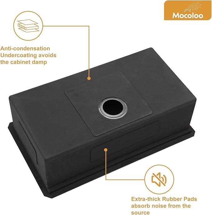 32 Kitchen Sink Undermount - Mocoloo 32 x19 Stainless Steel Kitchen Sink 16 Gauge Deep Single Bowl Handmade Under Counter Basin with Ledge Workstation