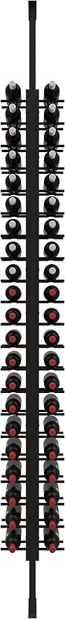 Ultra Wine Racks Floor-to-Ceiling Mount Display (2 Side, Single Deep, Black, Holds 42 Wine Bottles) - Modern Metal Wine Storage for Wine Cellars, Home Bars, Kitchens, and Dining Rooms