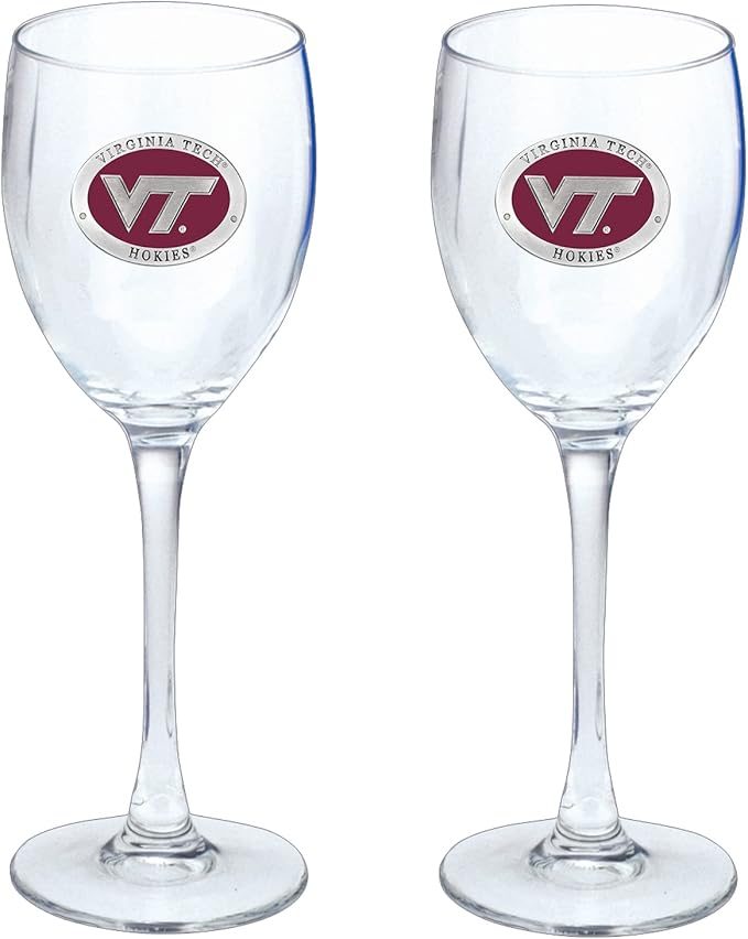 Heritage Pewter Virginia Tech Hokies Glass Goblets – Set of 2 | 12 OZ Goblet Wine Glasses | Expertly Crafted Pewter Glass