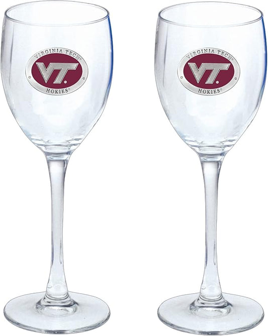 Heritage Pewter Virginia Tech Hokies Glass Goblets – Set of 2 | 12 OZ Goblet Wine Glasses | Expertly Crafted Pewter Glass