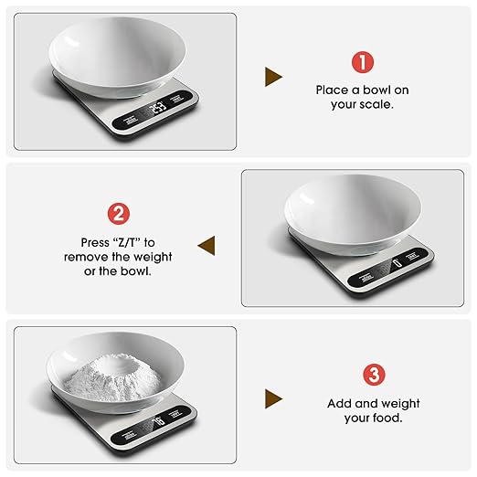 Mik-Nana Food Scale, 22lb Digital Kitchen Scale with 6 Units Tare Function & LCD Display, Stainless Steel Weight Grams and Ounces for Baking, Cooking and Meal Prep (Batteries Included)